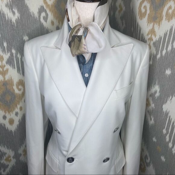 Ralph Lauren Collection ~ Ivory Stretch Wool Double Breasted Camden Blazer - Picture 3 of 16